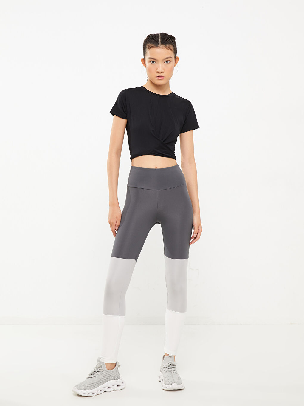 LCW OUTDOOR Crew Neck Printed Short Sleeve Women's Crop Top -S2JV43Z8-CVL