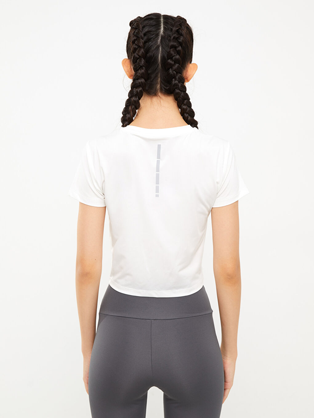 تيشيرت خارجي قصير كم مطبوع بياقة دائرية للسيدات-4