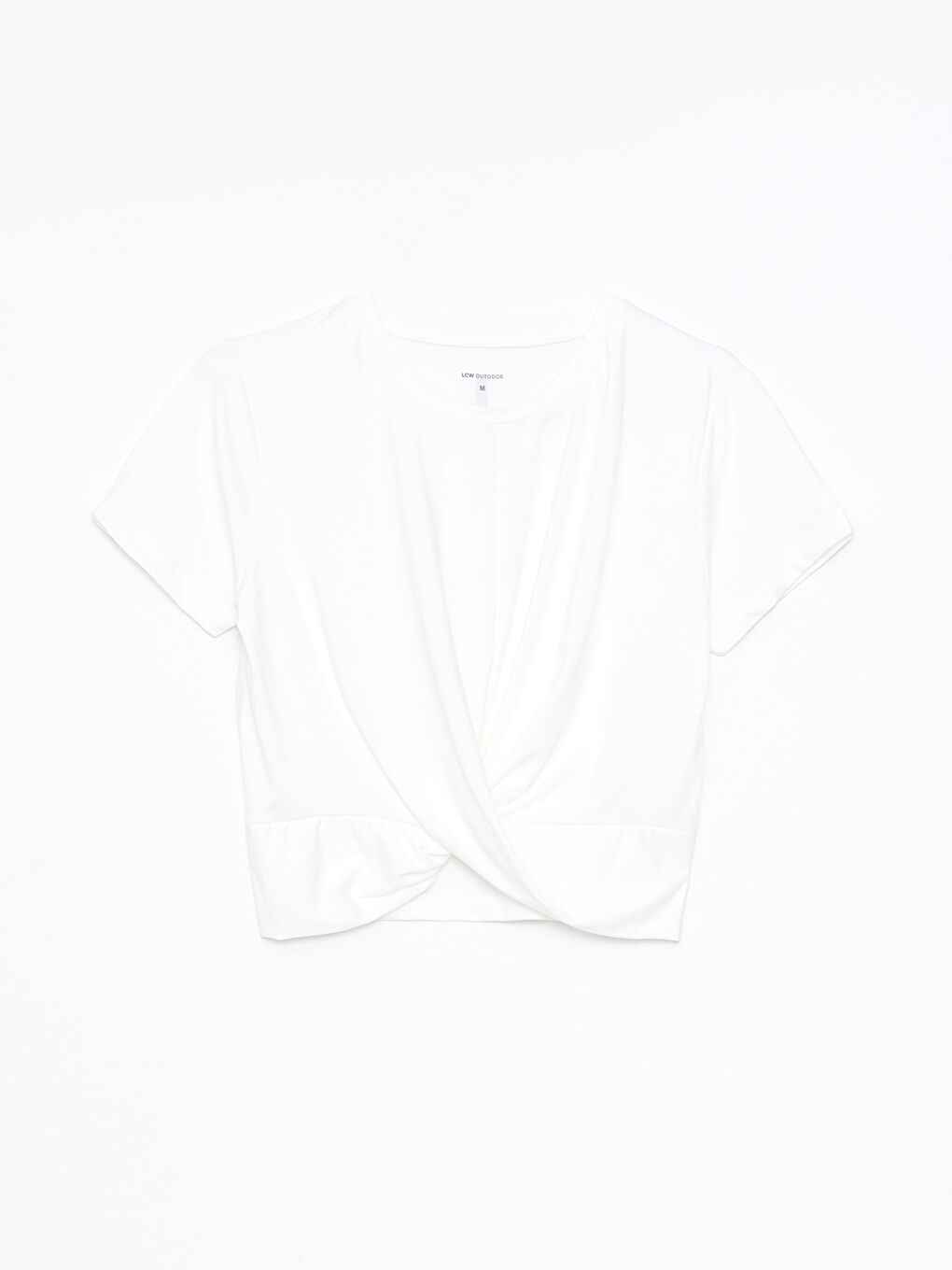 تيشيرت خارجي قصير كم مطبوع بياقة دائرية للسيدات-5