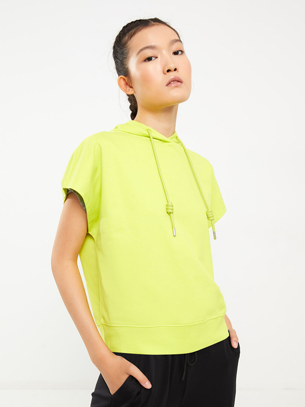 هودي خارجي مطبوع كم قصير للسيدات