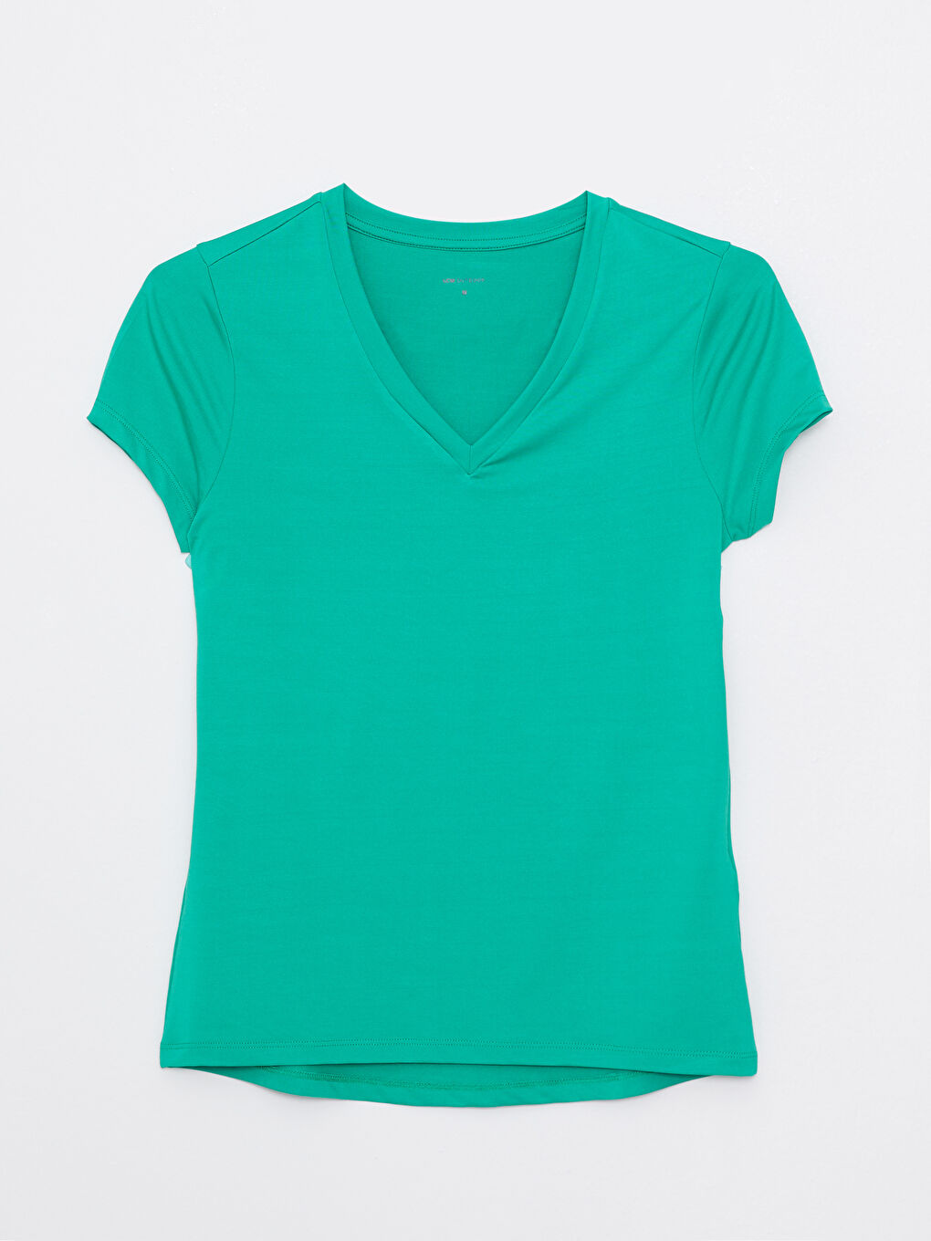 Yeşil V Yaka Baskılı Kısa Kollu Kadın Outdoor Tişört-4