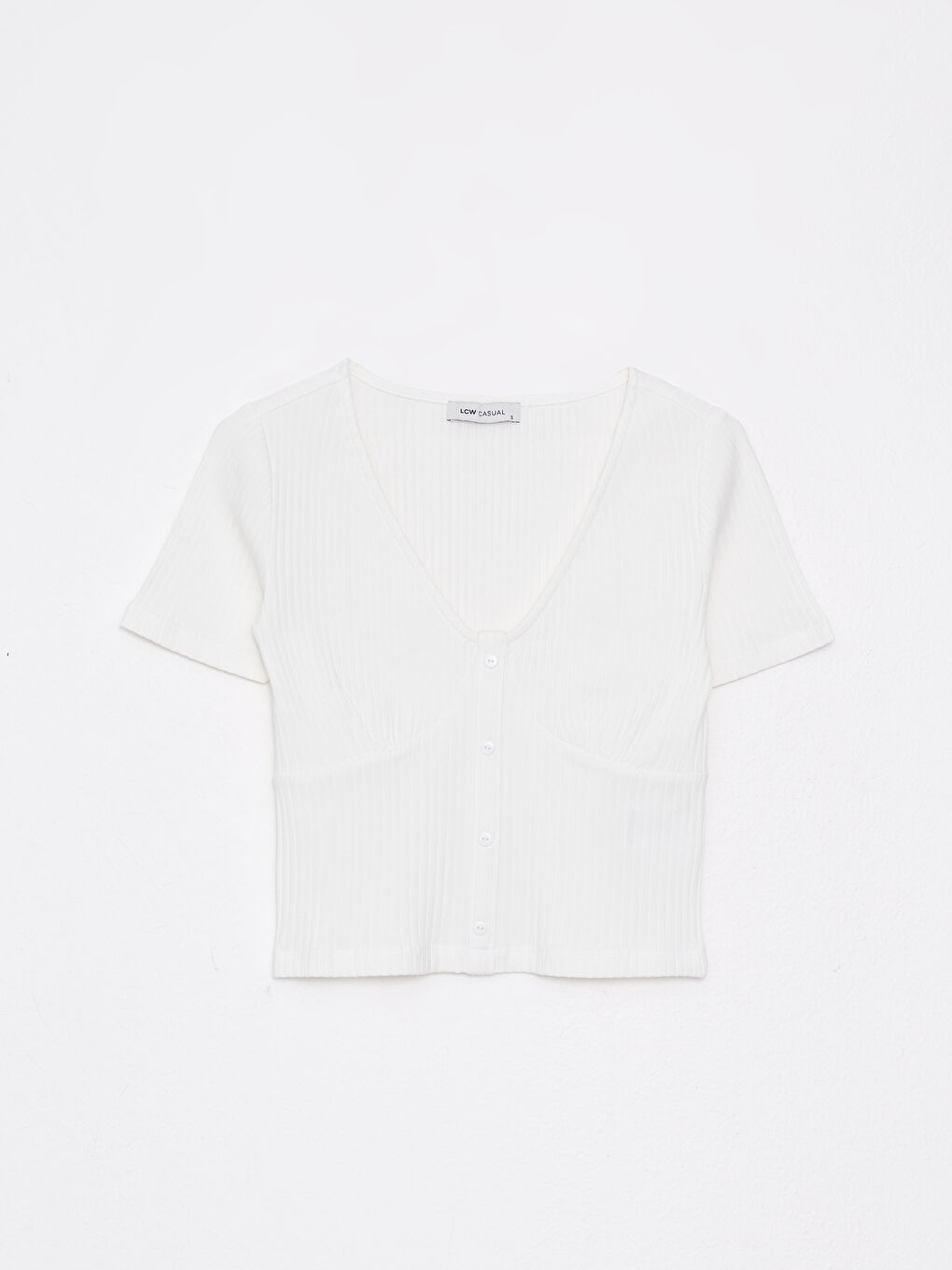 V-Neck Plain Short Sleeve Women's T-Shirt-5