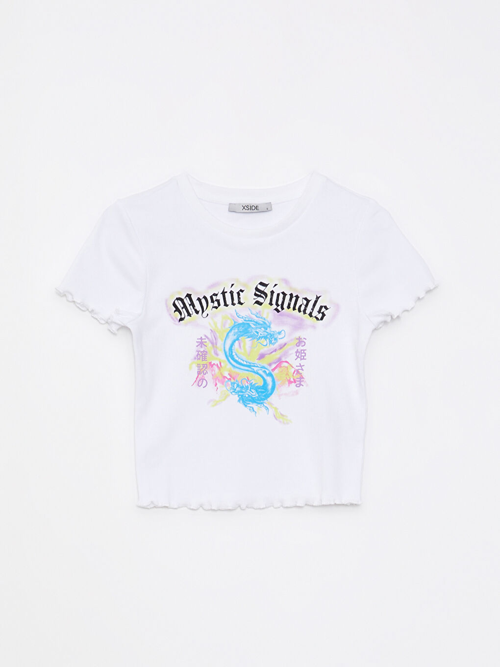 XSIDE Crew Neck Printed Short Sleeve Women's Crop Top