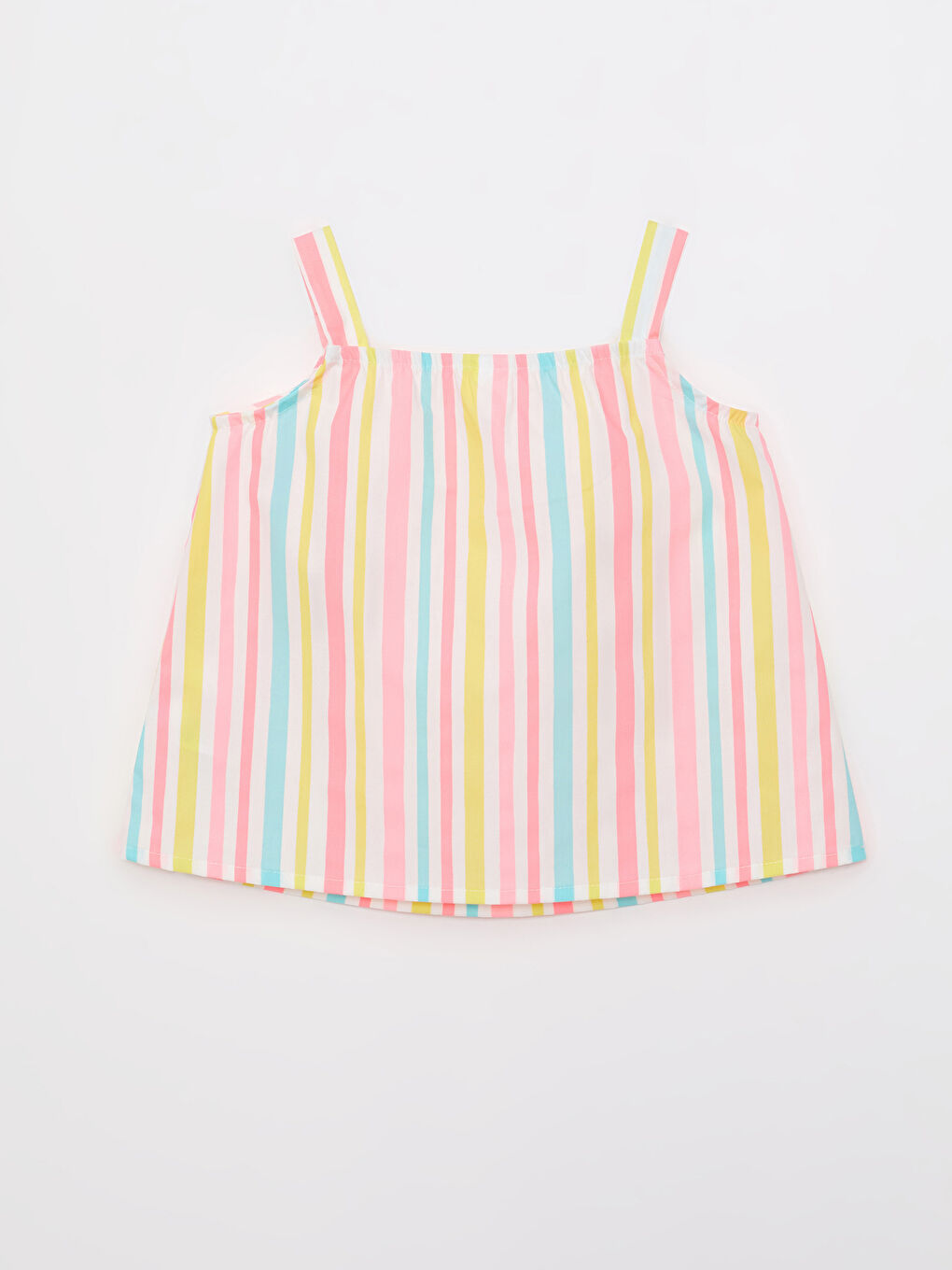 Karışık Kare Yaka Askılı Çizgili Pamuklu Kız Bebek Bluz-1