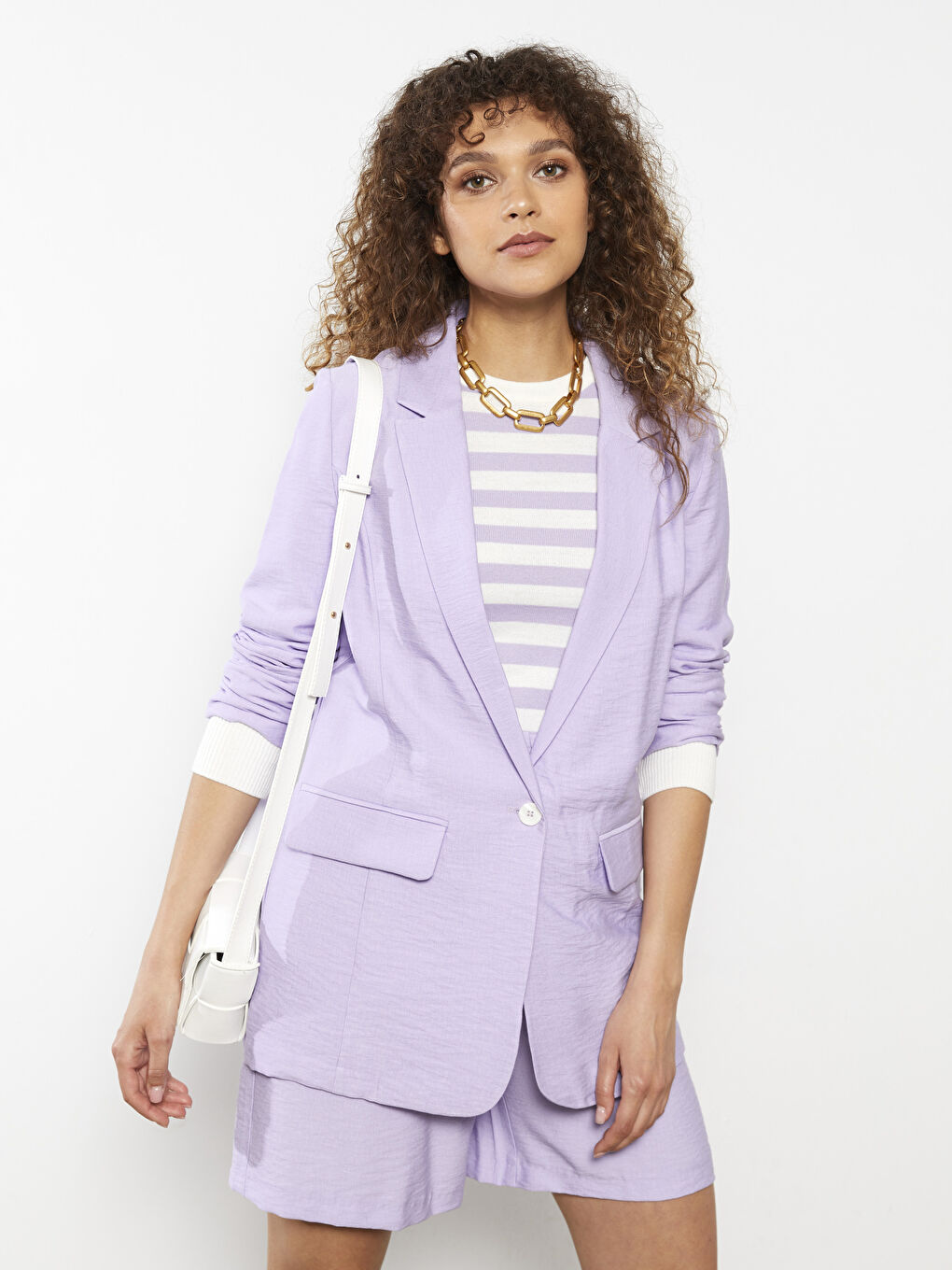 Veste Blazer à Boutons Manches Longues Régulier pour Femmes-2