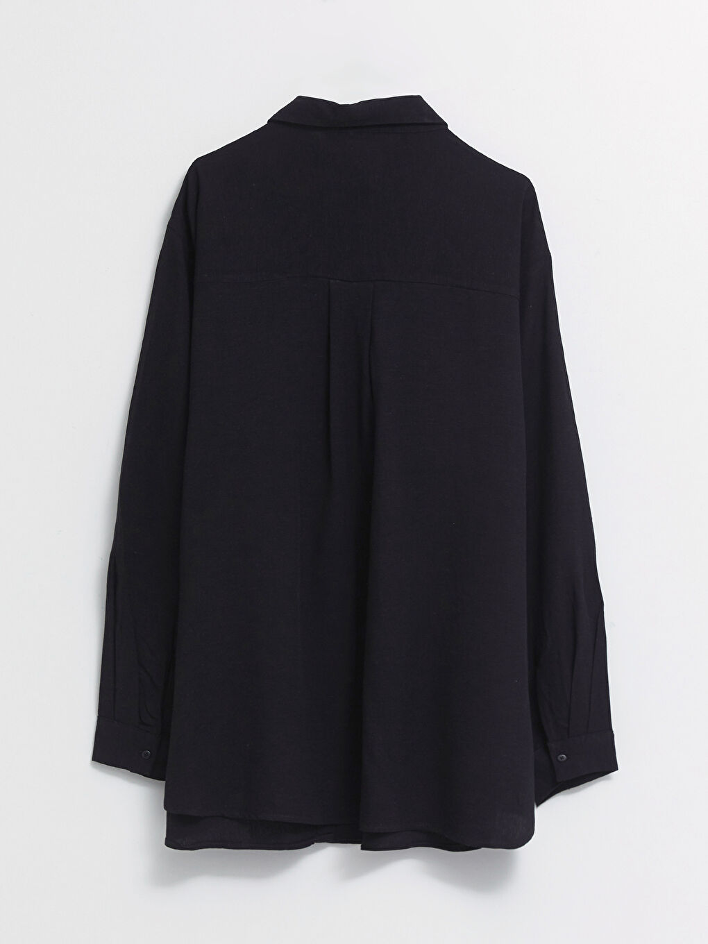 Siyah Büyük Beden Düz Uzun Kollu Kadın Gömlek Tunik-6