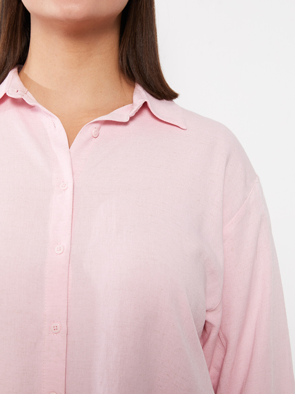 Plus Size Plain Long Sleeve Women's Shirt Tunic-7