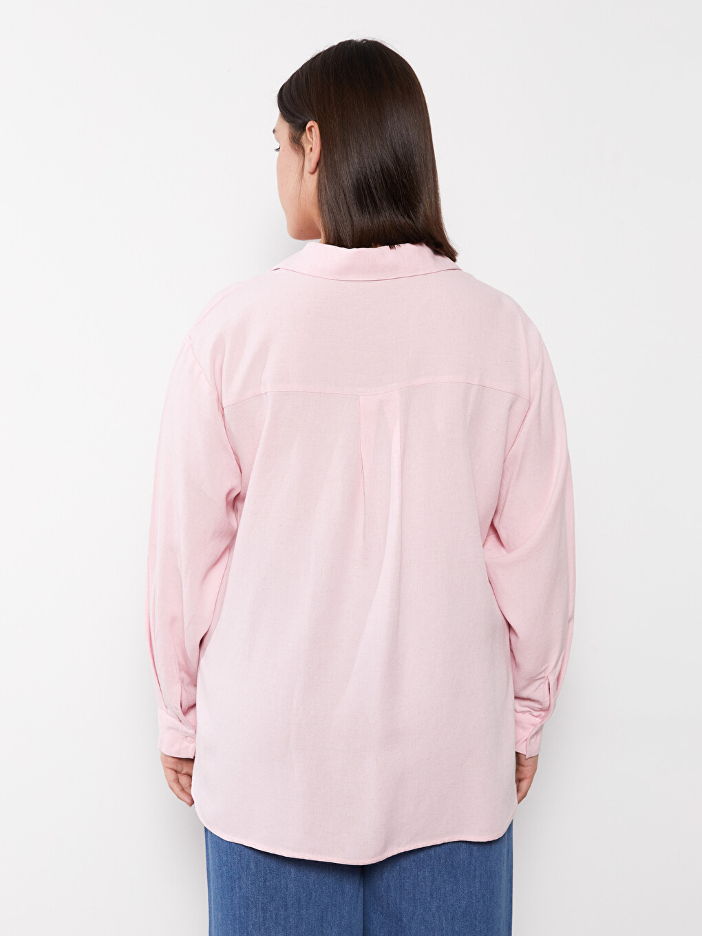 Plus Size Plain Long Sleeve Women's Shirt Tunic-9