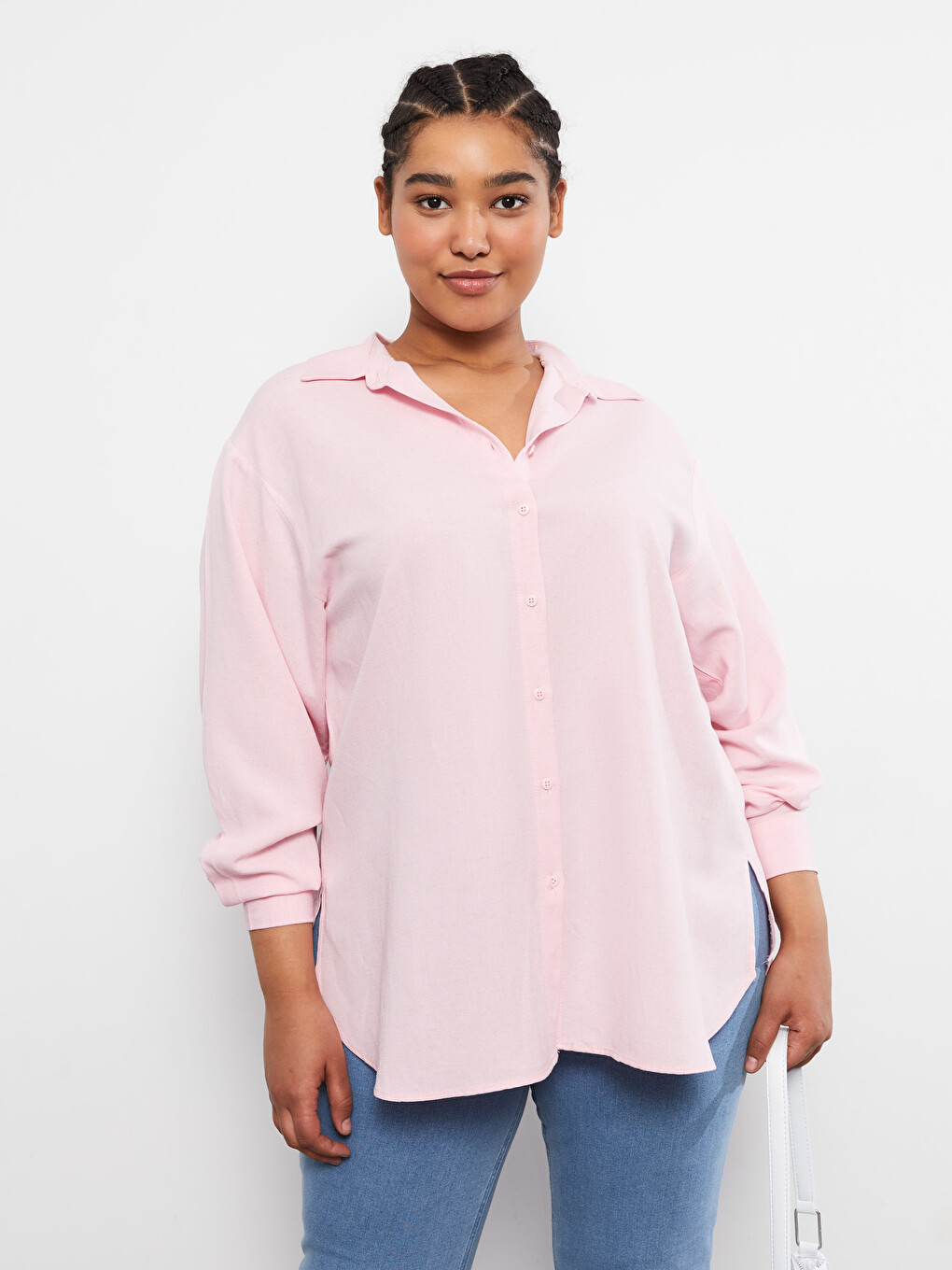 Plus Size Plain Long Sleeve Women's Shirt Tunic