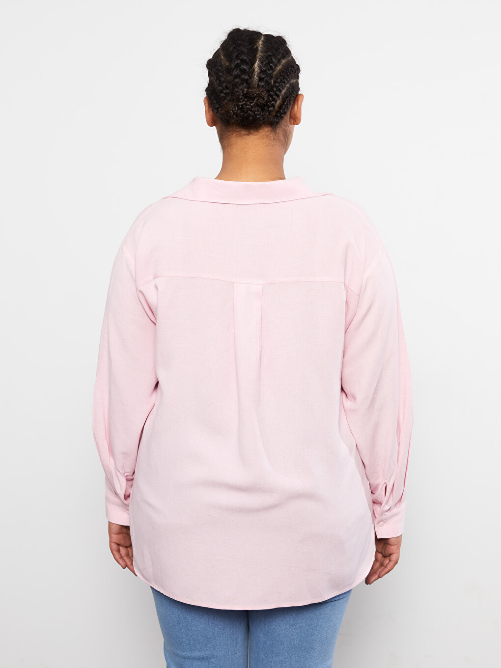 Plus Size Plain Long Sleeve Women's Shirt Tunic-8