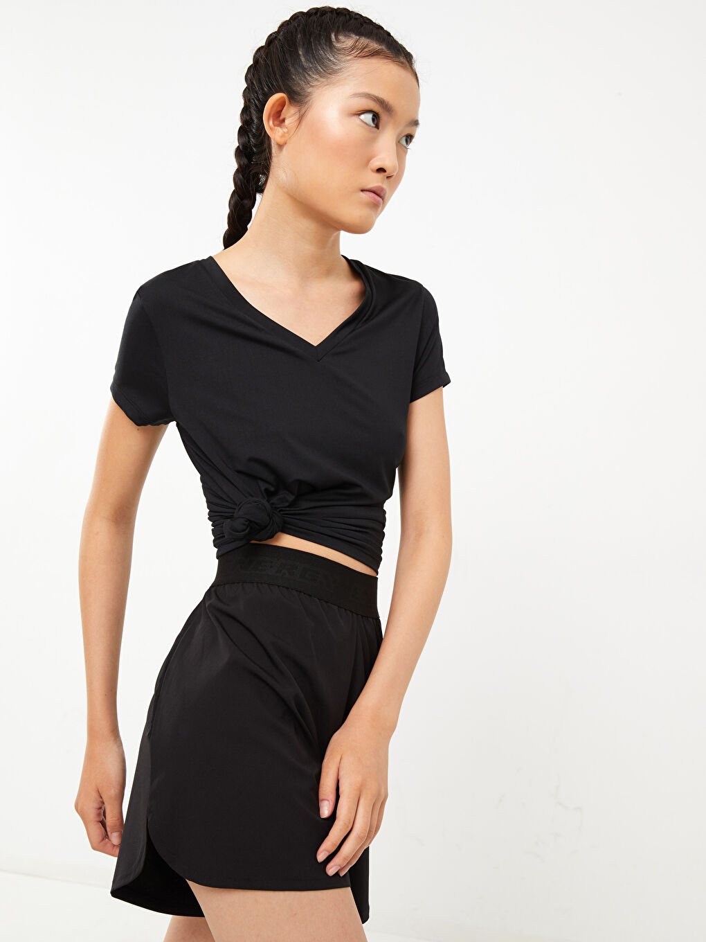 LCW OUTDOOR Siyah Beli Lastikli Baskılı Kadın Outdoor Şort - 3