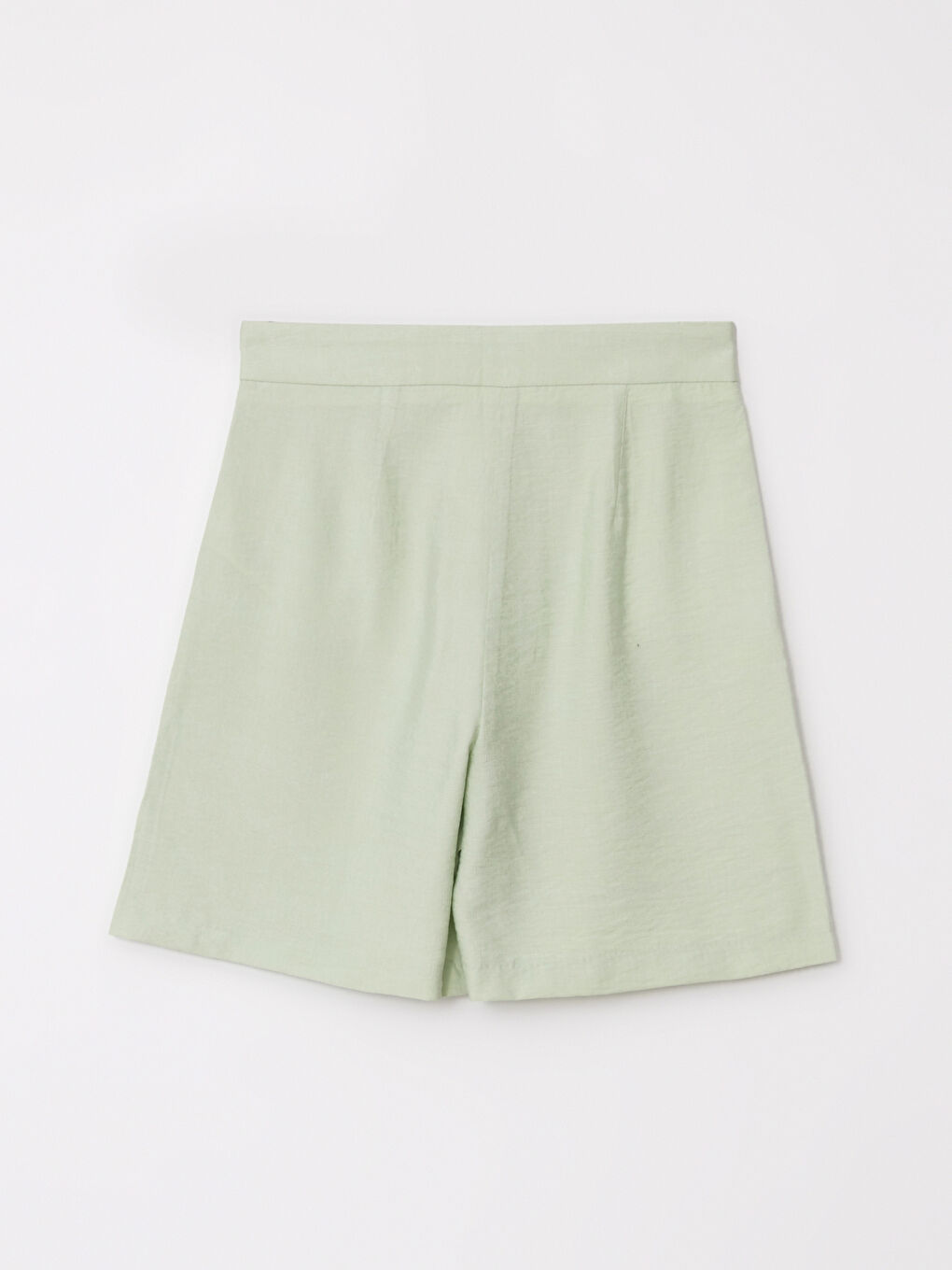 Yeşil Yüksek Bel Standart Fit Düz Cep Detaylı Kadın Şort-7