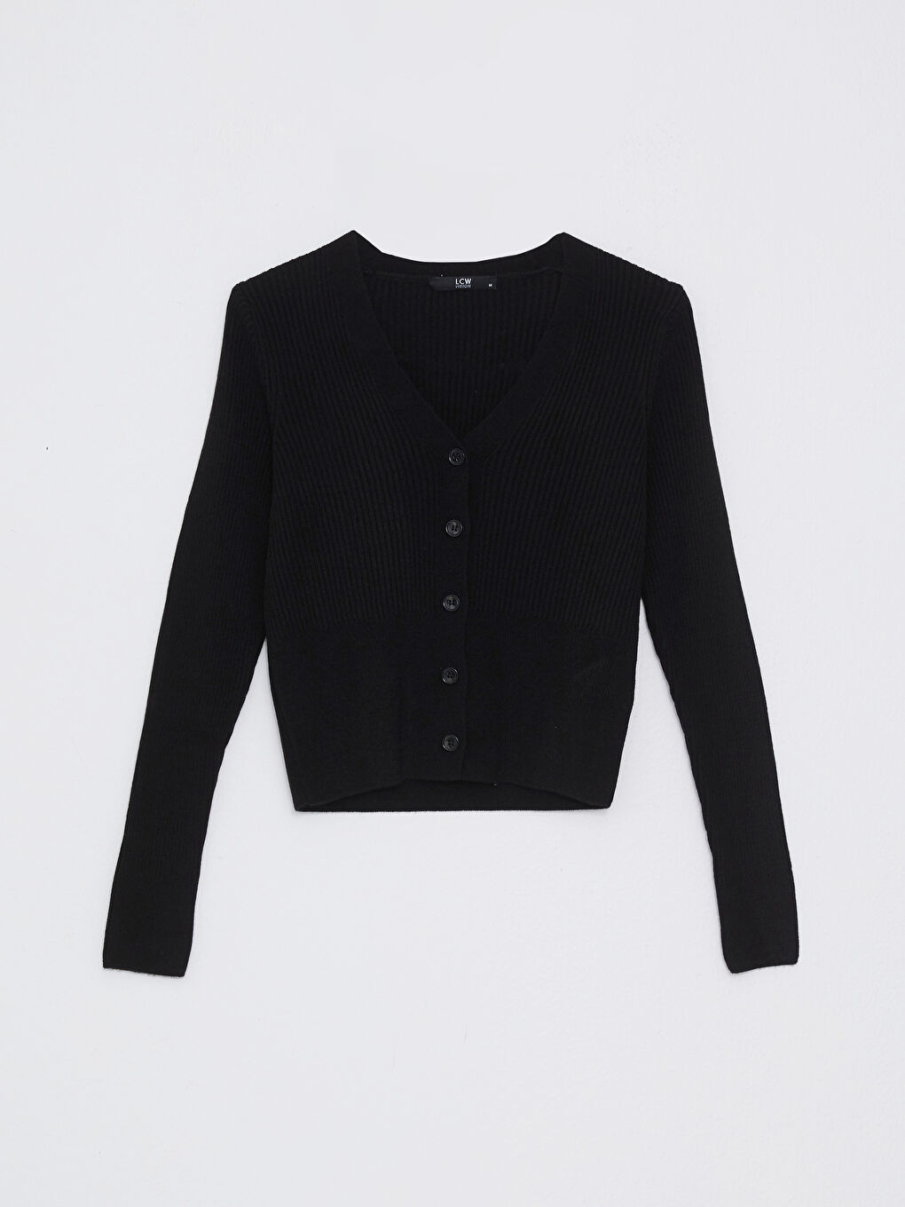 Siyah V Yaka Kadın Triko Hırka-4