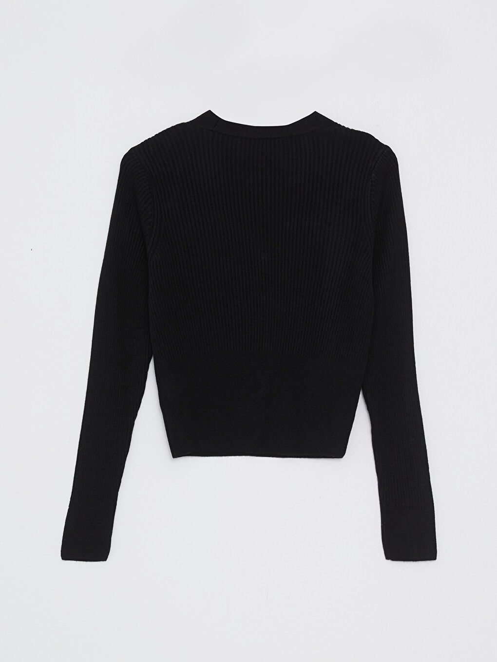 Siyah V Yaka Kadın Triko Hırka-5