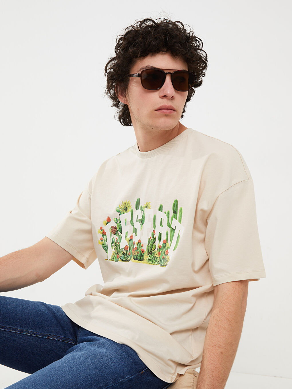 Crew Neck Short Sleeve Printed Combed Cotton Men's T-shirt