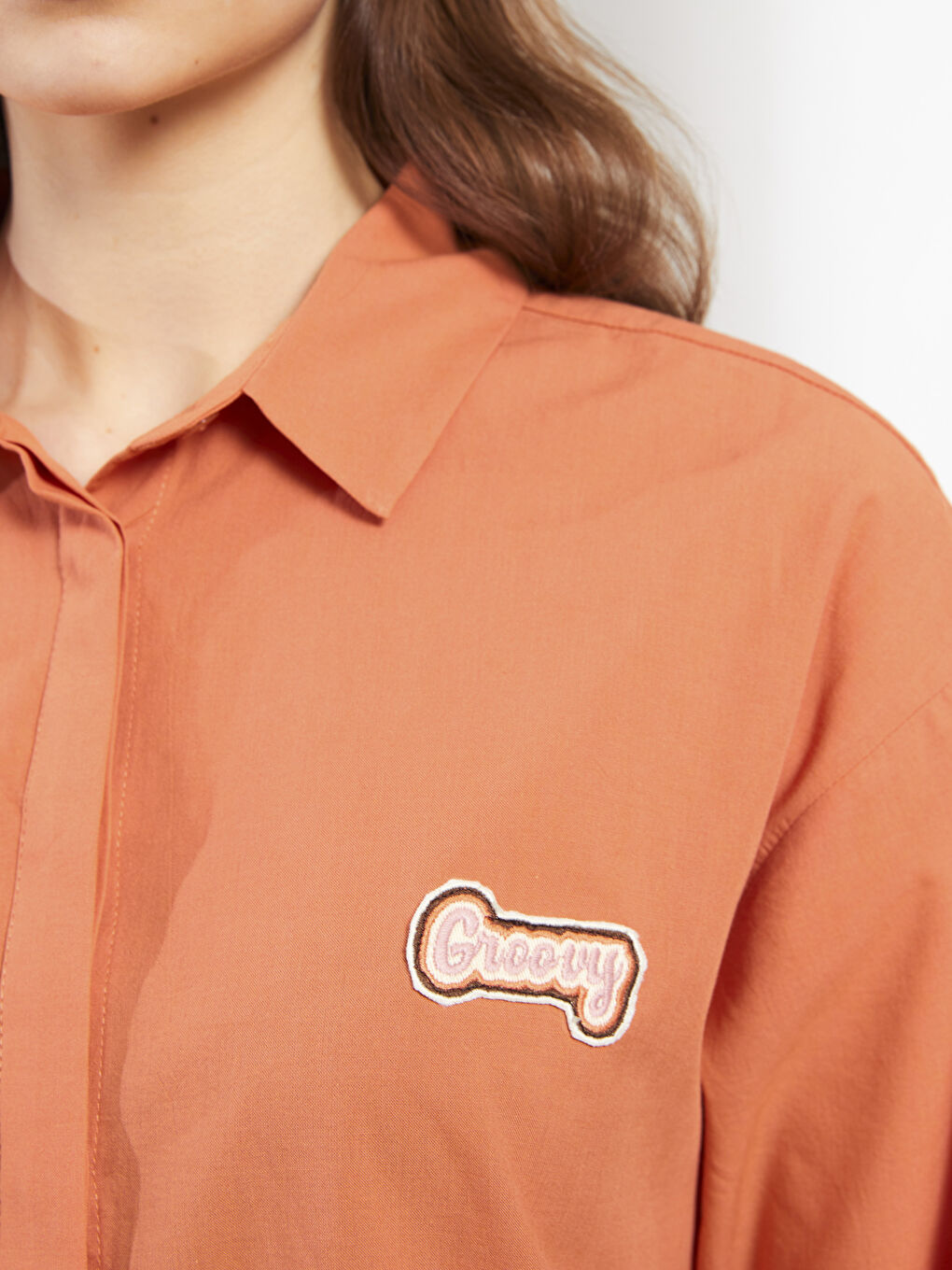 Embroidered Long Sleeve Oversize Voile Women's Shirt Tunic-3