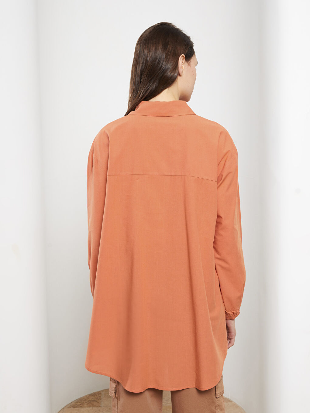 Embroidered Long Sleeve Oversize Voile Women's Shirt Tunic-4