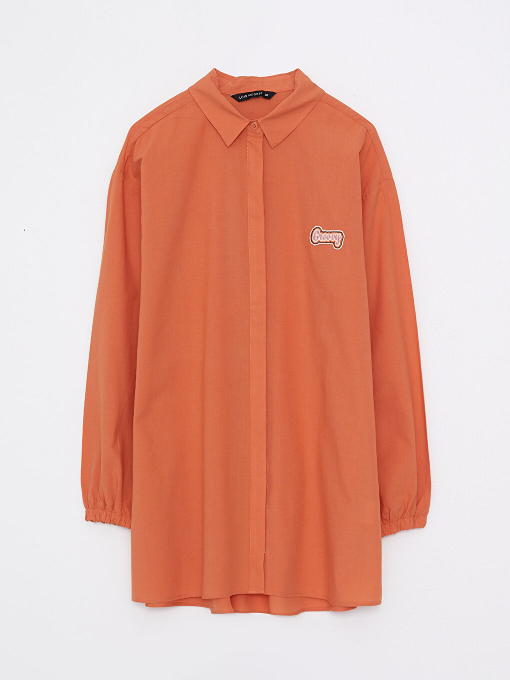 Embroidered Long Sleeve Oversize Voile Women's Shirt Tunic-5