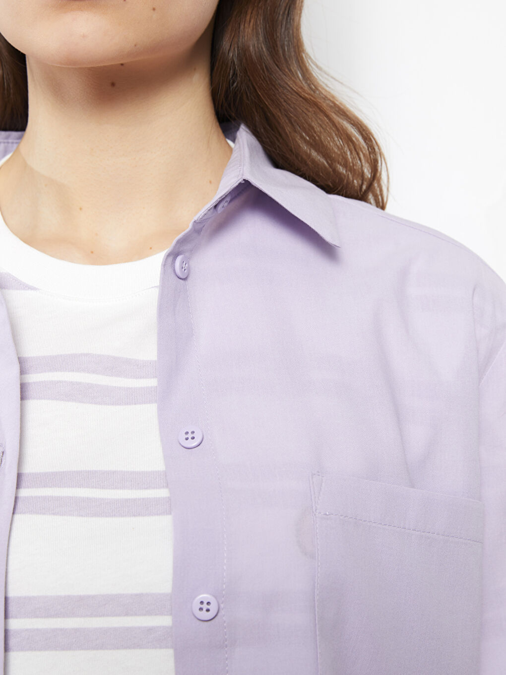 قميص تونيك بوبلين سادة للسيدات-3