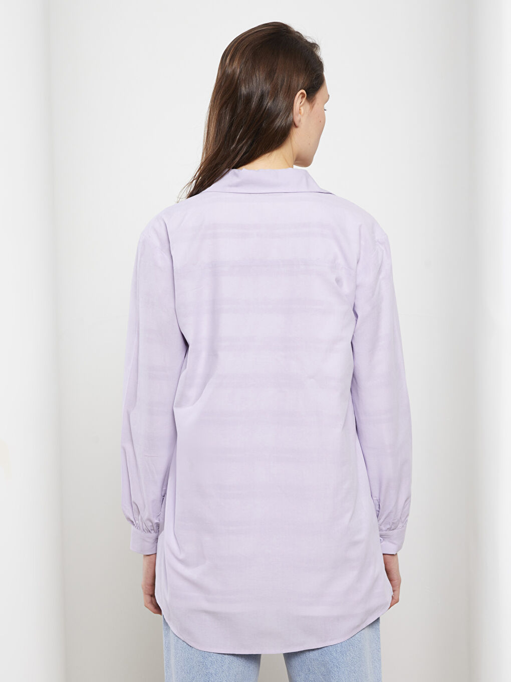 قميص تونيك بوبلين سادة للسيدات-4