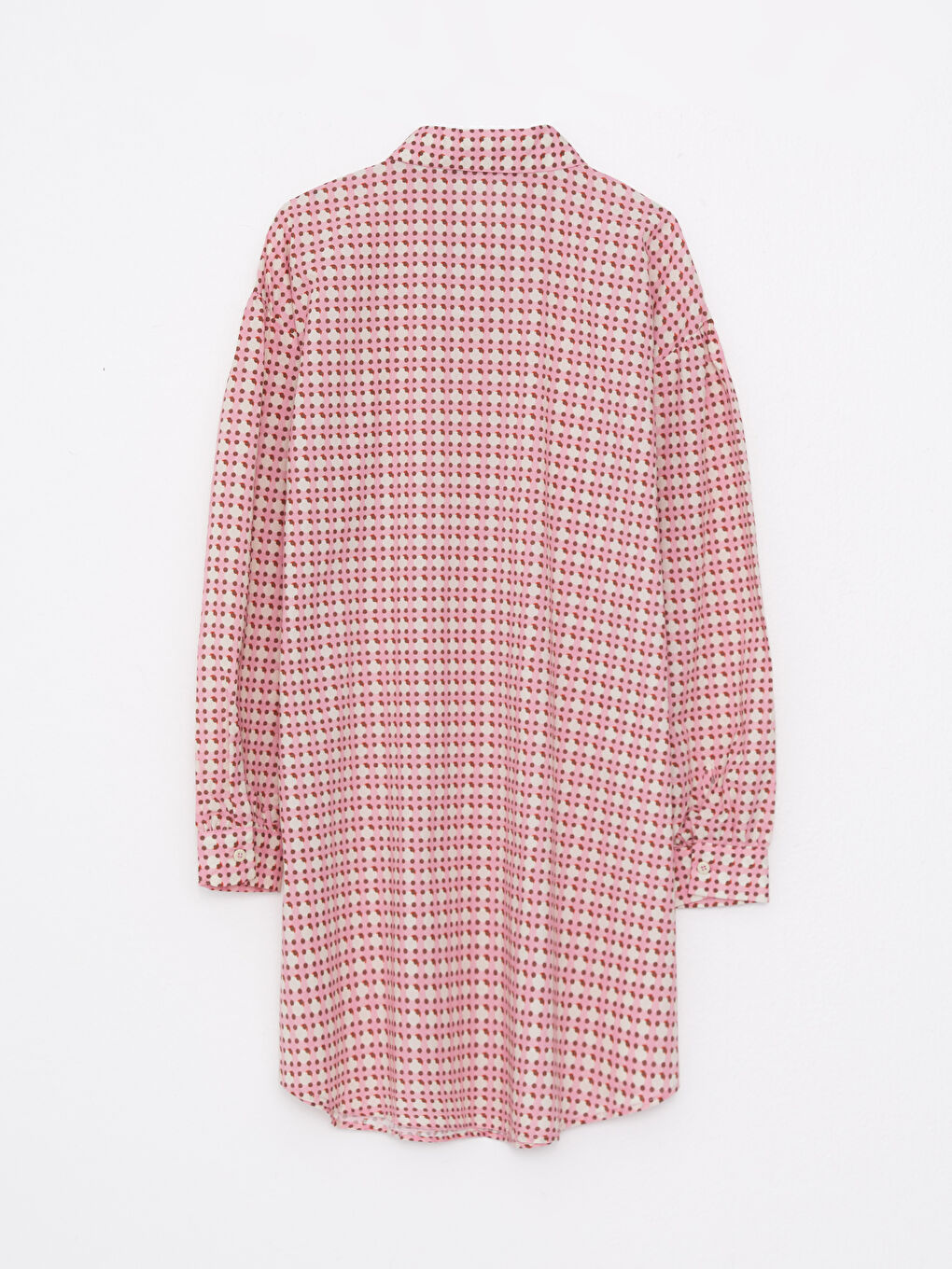 Patterned Long Sleeve Oversize Poplin Women's Shirt Tunic-5