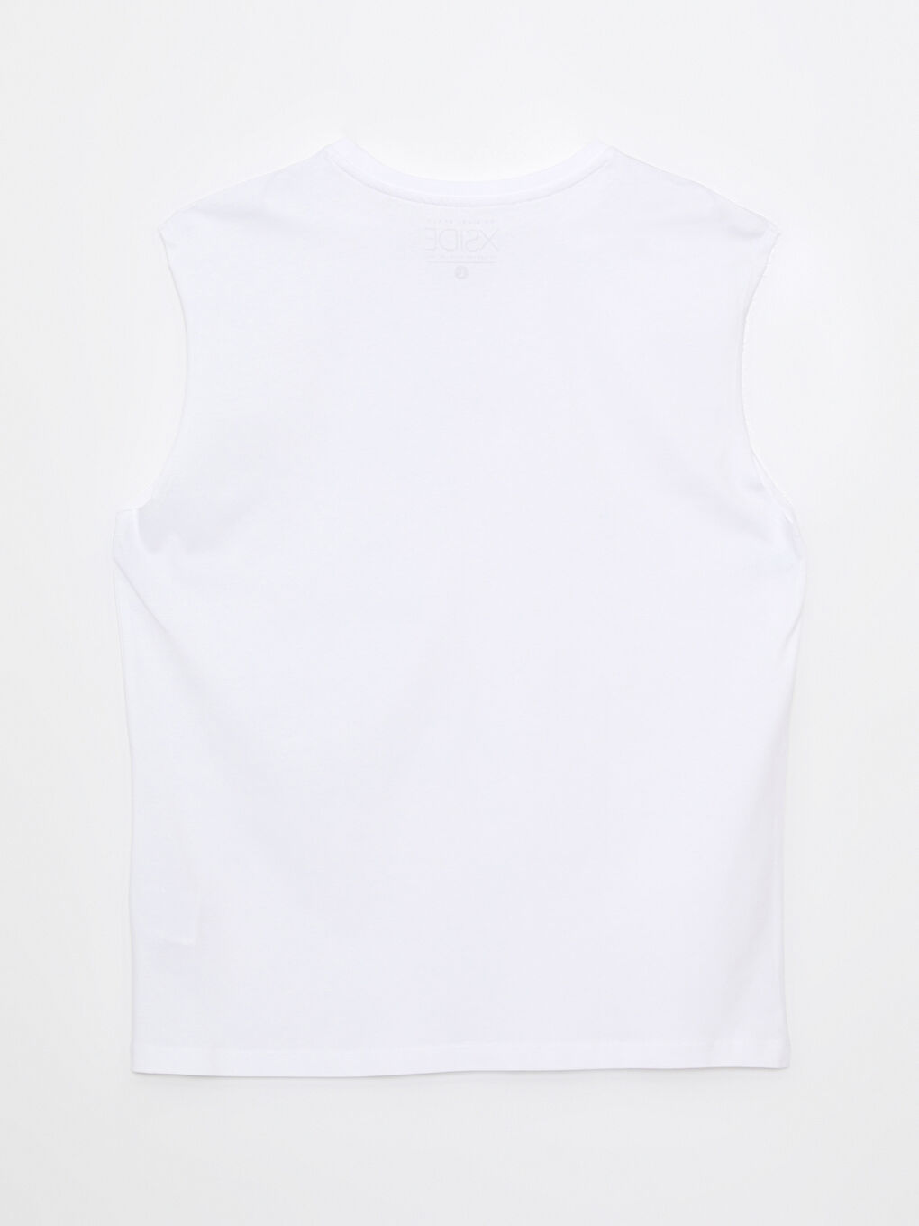 Beyaz Bisiklet Yaka Baskılı Penye Erkek Kolsuz Tişört-6