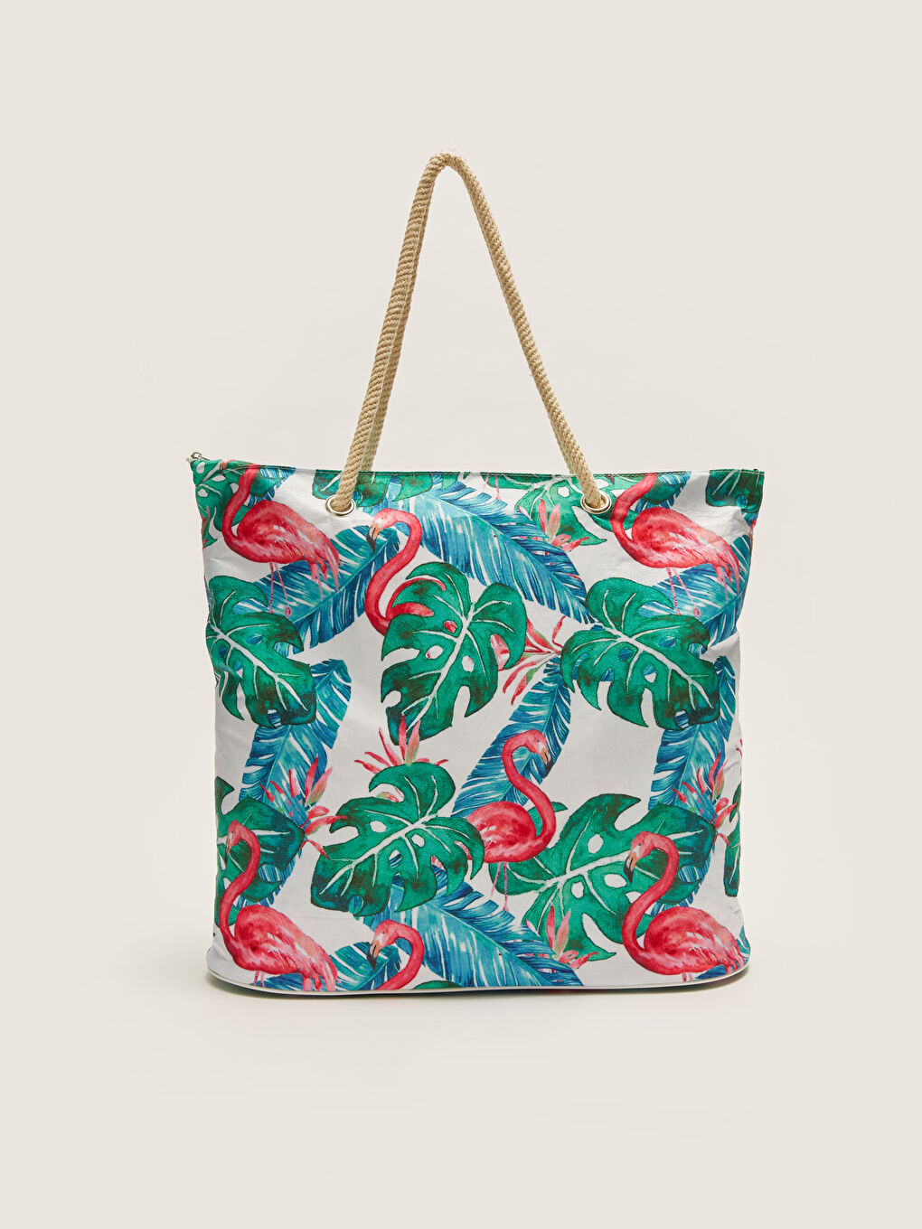 Beyaz Baskılı Kadın Plaj Çantası