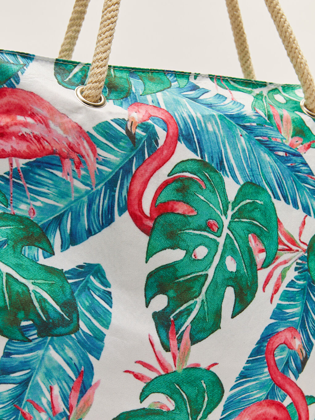 Beyaz Baskılı Kadın Plaj Çantası-2