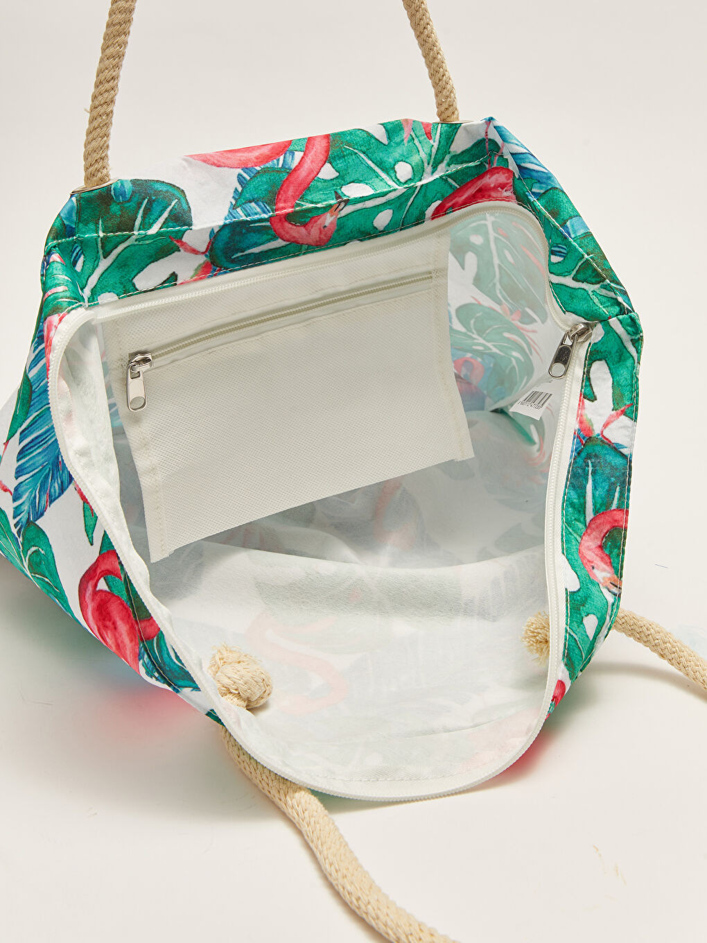 Beyaz Baskılı Kadın Plaj Çantası-3