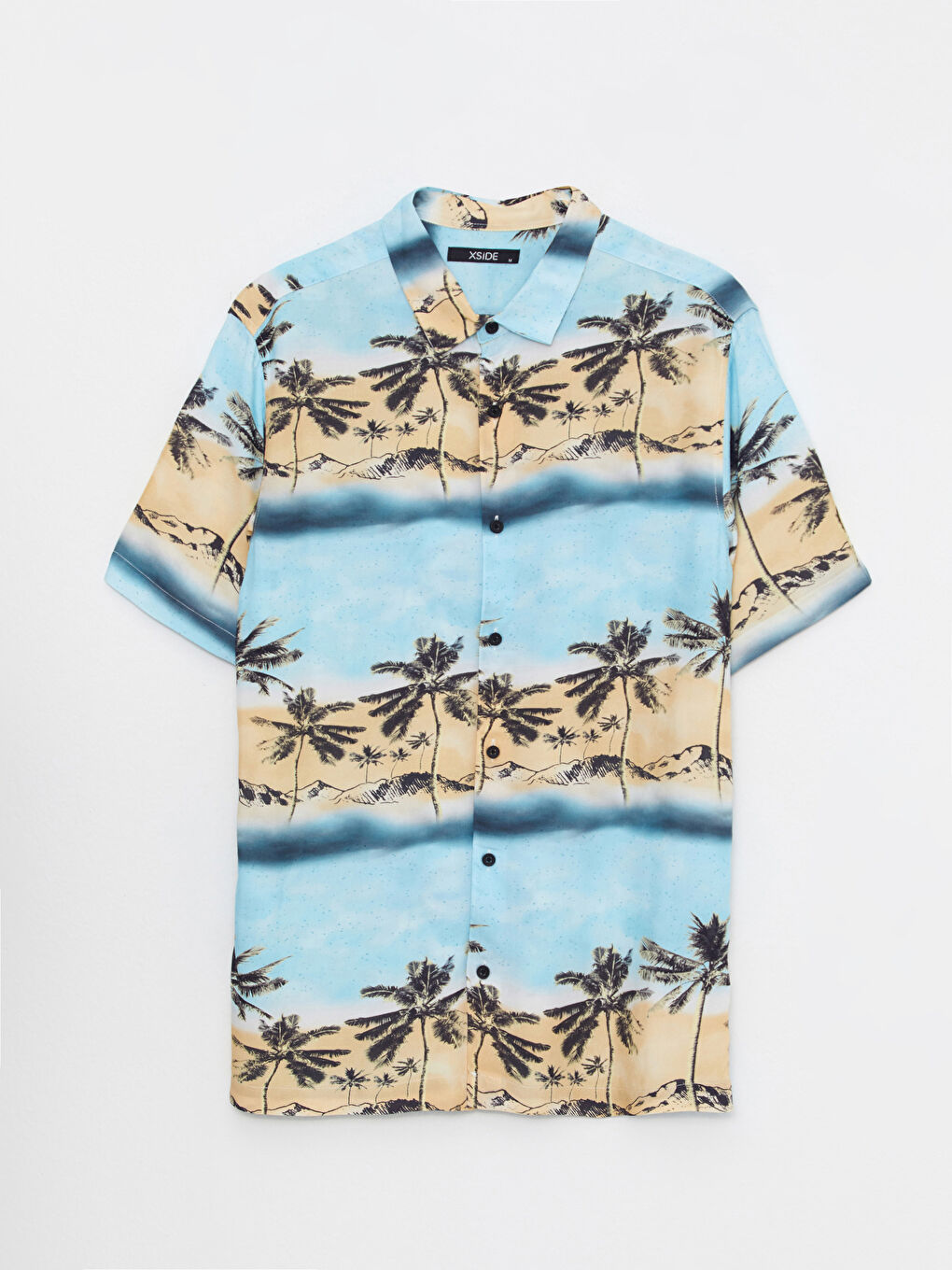 قميص رجالي بكم قصير عادي منقوش فيسكوز