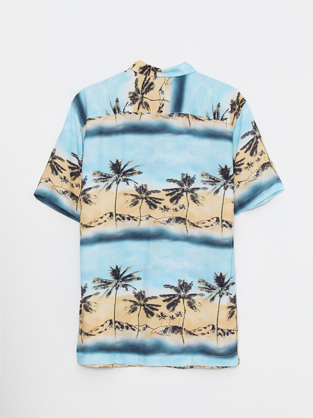 قميص رجالي بكم قصير عادي منقوش فيسكوز-1