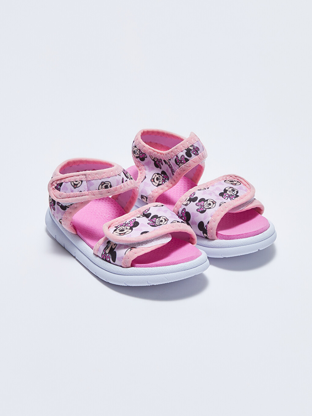 Cute Walk by Babyhug Disney Sandals with Velcro Closure Micky Mouse & Friends Graphic - Pink