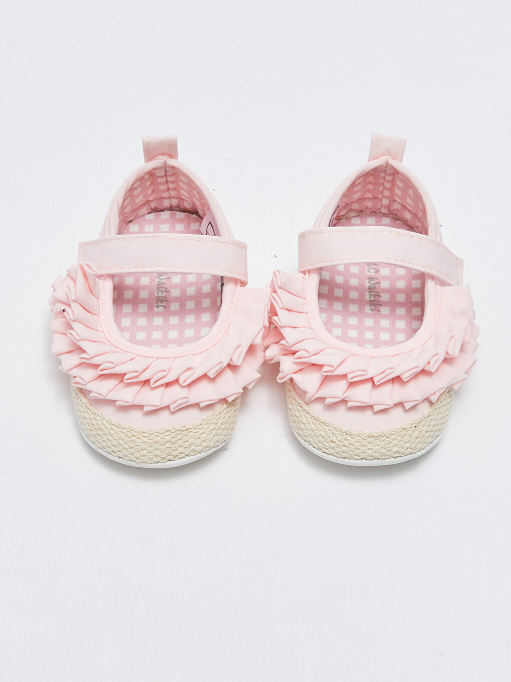Pembe Fırfır Detaylı Kız Bebek Yürüme Öncesi Espadril Ev Ayakkabısı-2