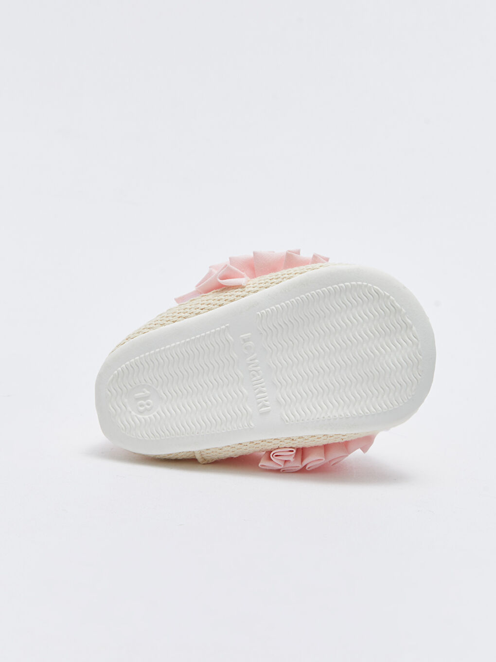 Pembe Fırfır Detaylı Kız Bebek Yürüme Öncesi Espadril Ev Ayakkabısı-3