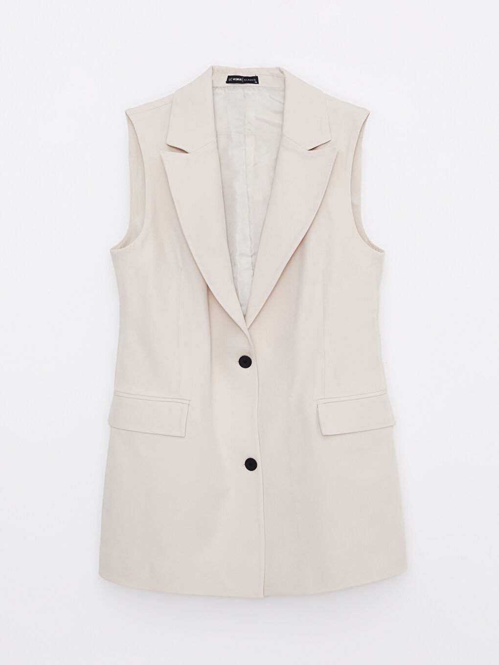 LC Waikiki Front Button Closure Straight Sleeveless Crepe Women's Blazer Jacket -S2K144Z8-S3R
