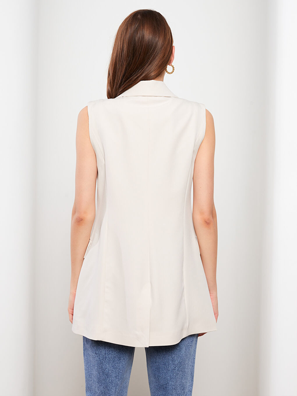 LC Waikiki Front Button Closure Straight Sleeveless Crepe Women's Blazer Jacket -S2K144Z8-S3R
