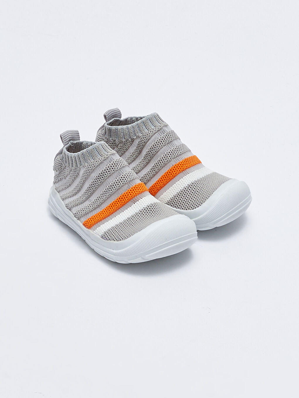 Gri Renk Bloklu Çorap Model Erkek Bebek İlk Adım Ayakkabısı