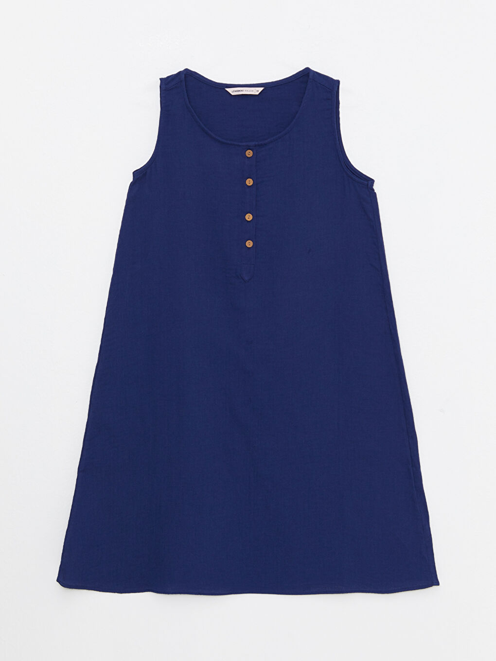 LCW Grace Crew Neck Straight Sleeveless A-Line Cotton Women's Dress -S2K197Z8-E1J