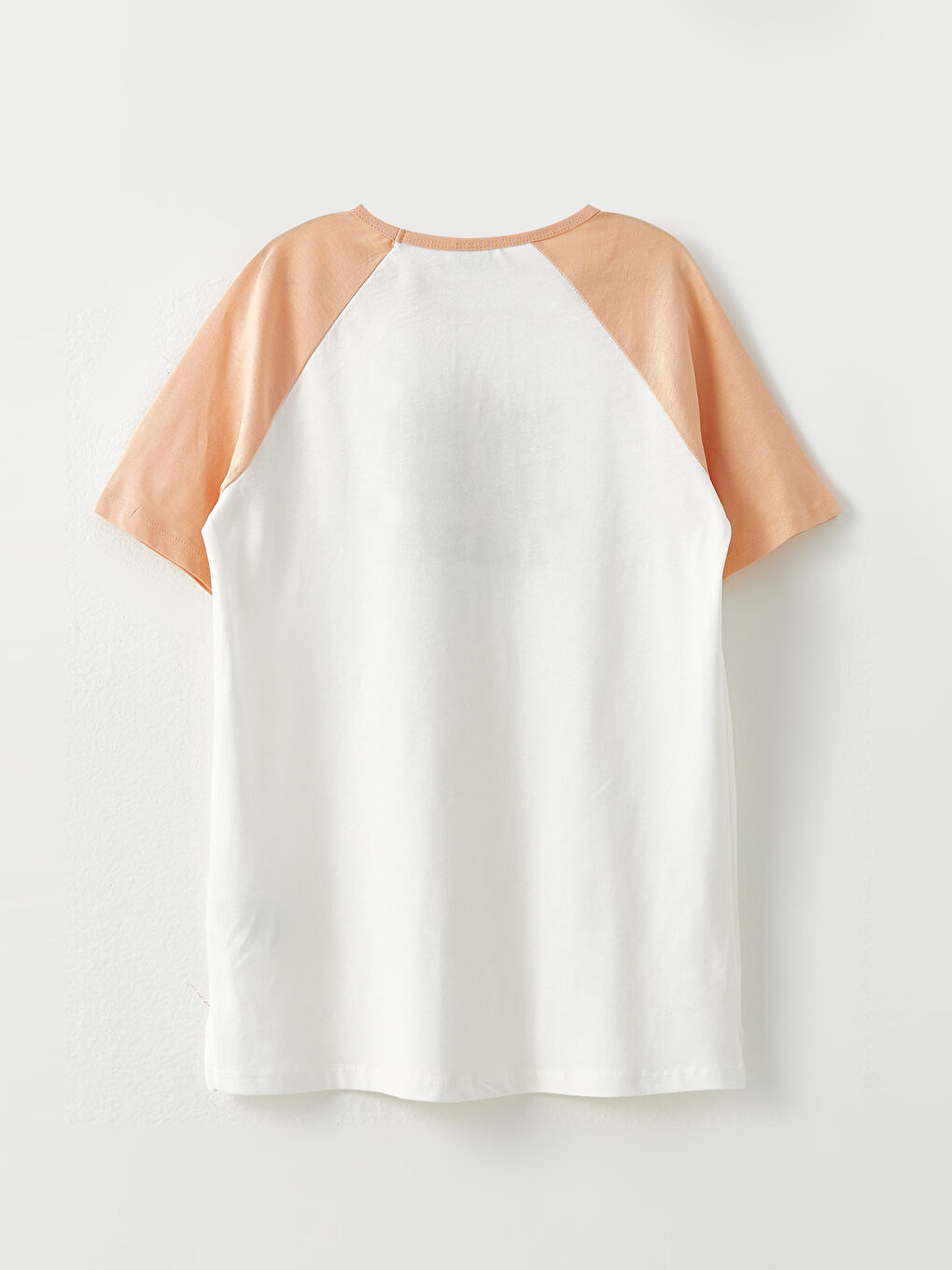 Ekru Bisiklet Yaka Baskılı Kısa Kollu Pamuklu Kız Çocuk Tunik-1