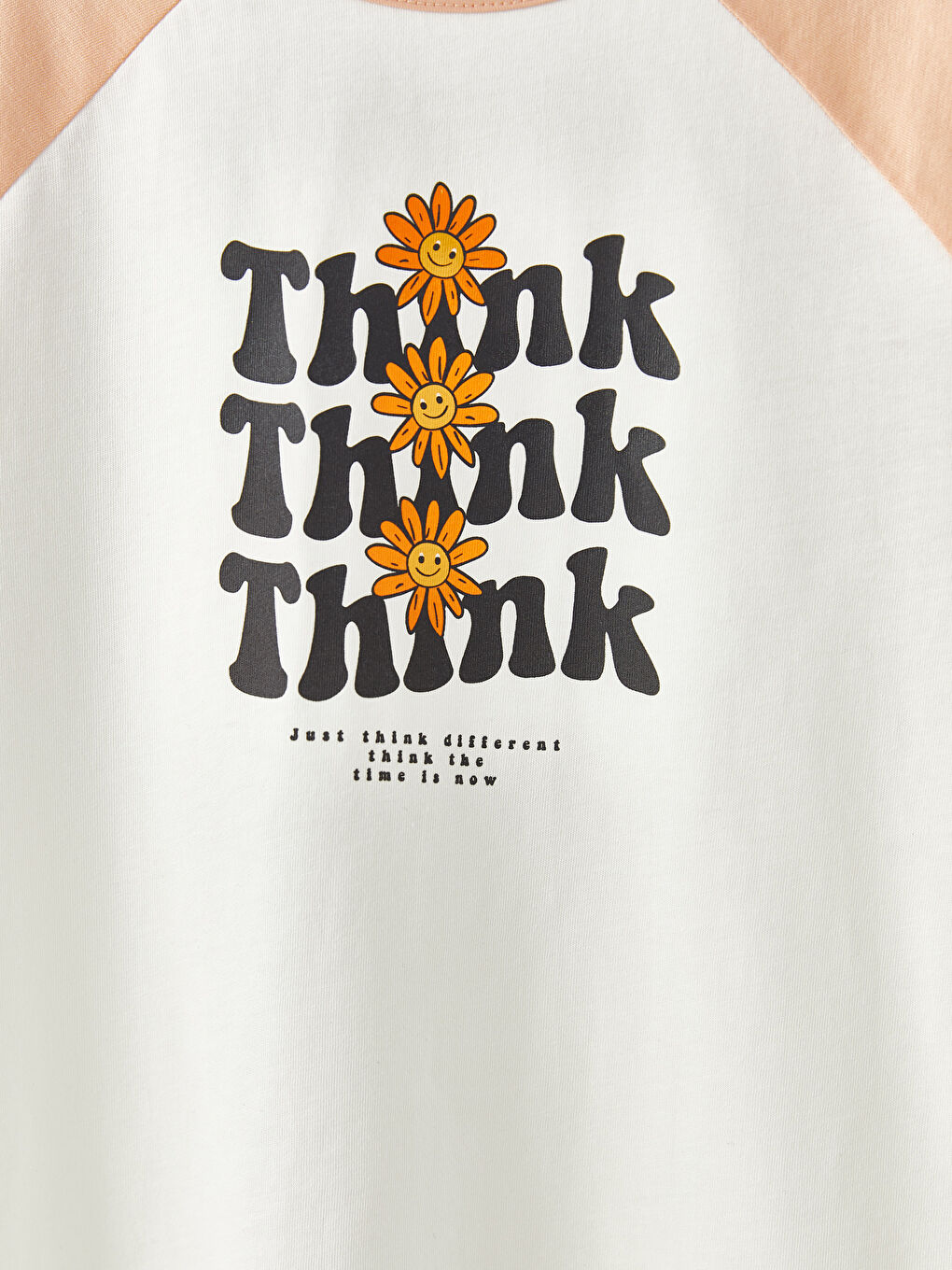 Ekru Bisiklet Yaka Baskılı Kısa Kollu Pamuklu Kız Çocuk Tunik-2