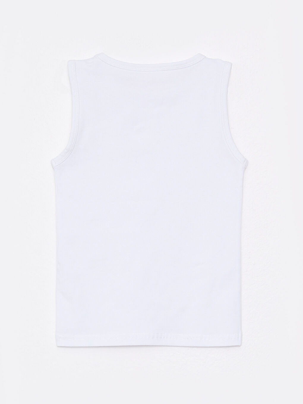 Beyaz Bisiklet Yaka Basic Pamuklu Kız Çocuk Atlet-1