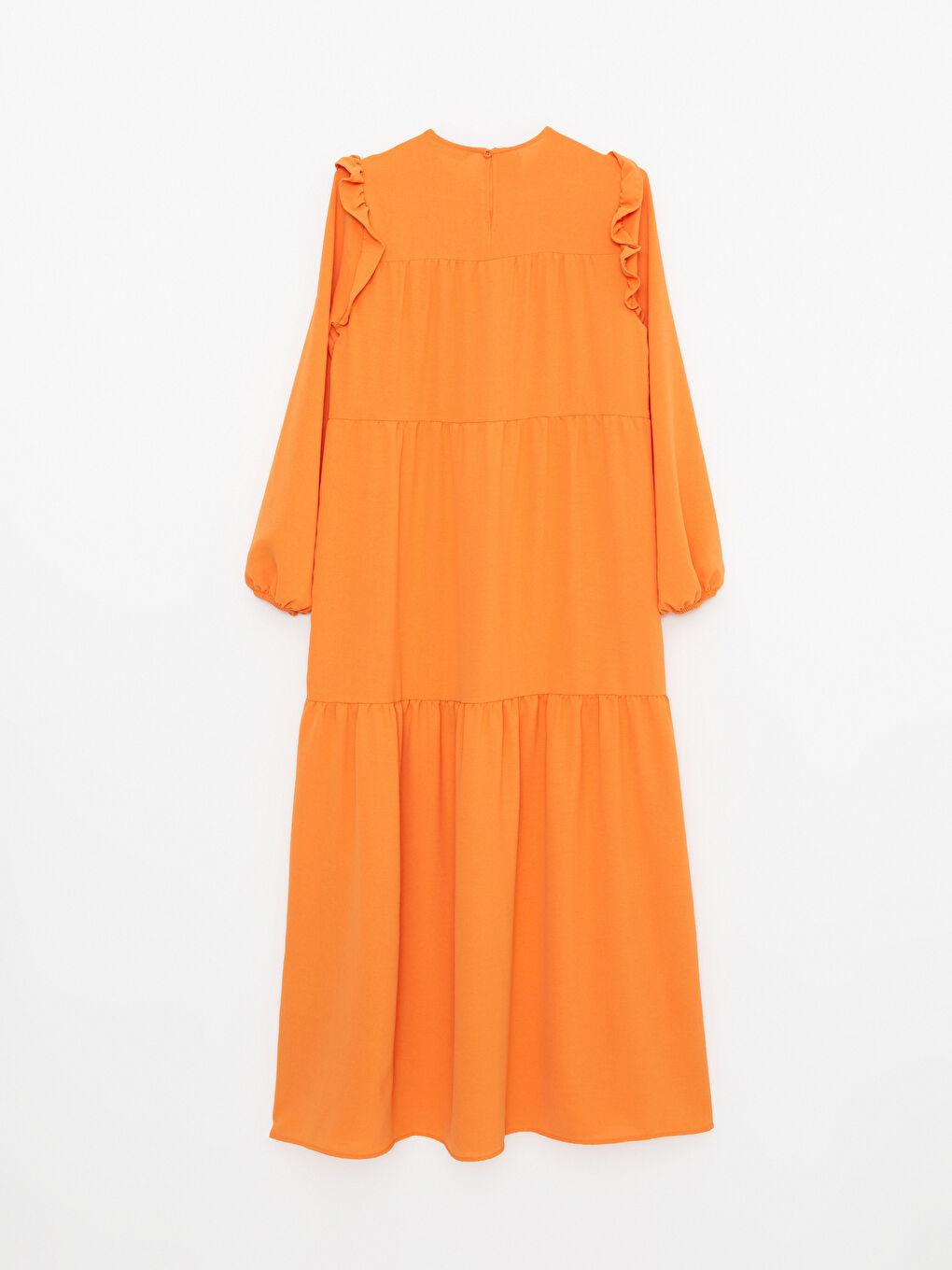 Turuncu Bisiklet Yaka Düz Uzun Kollu Kadın Elbise-6