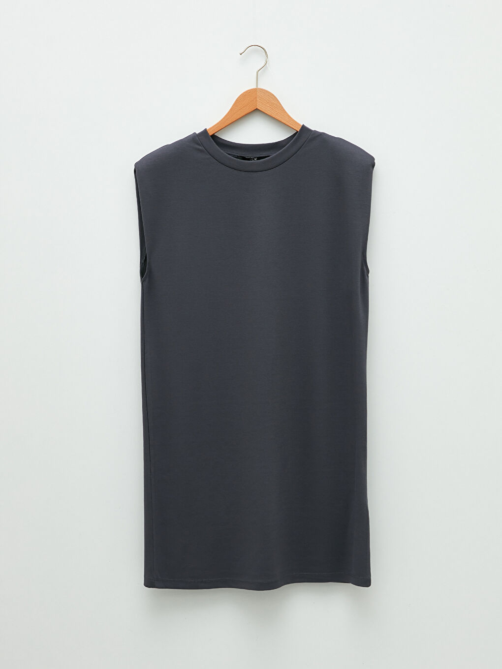 Bisiklet Yaka Düz Kolsuz Viskon Kadın Elbise-5