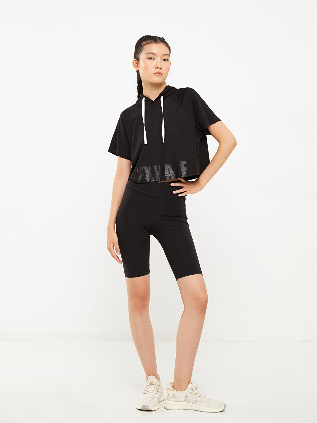 Kadın Beli Lastikli Düz Şort Tayt-3