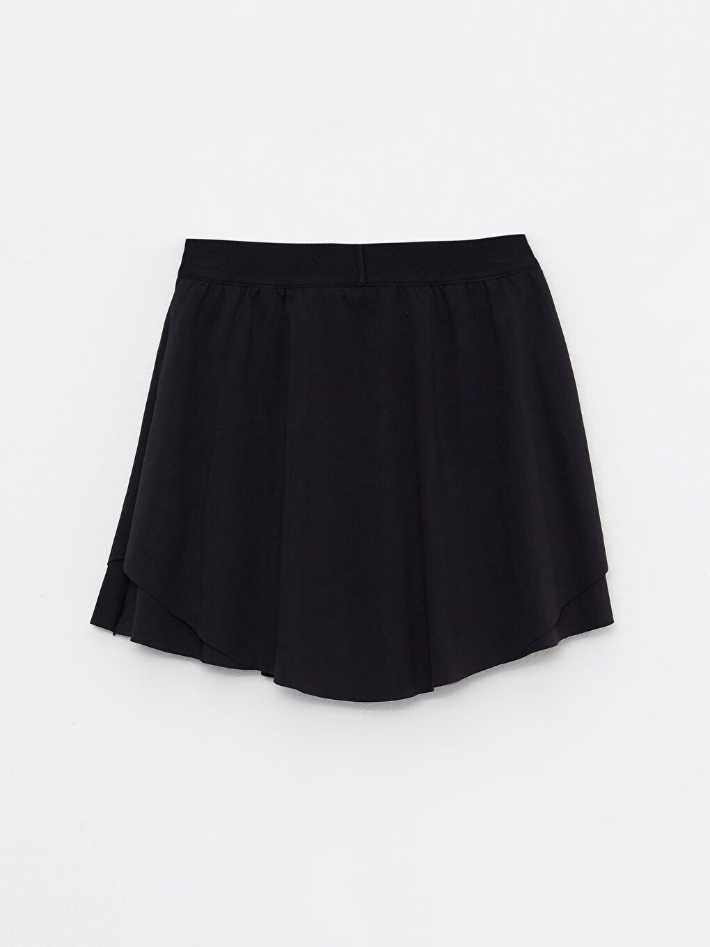 Siyah Kadın Beli Lastikli Düz Şort Etek-7