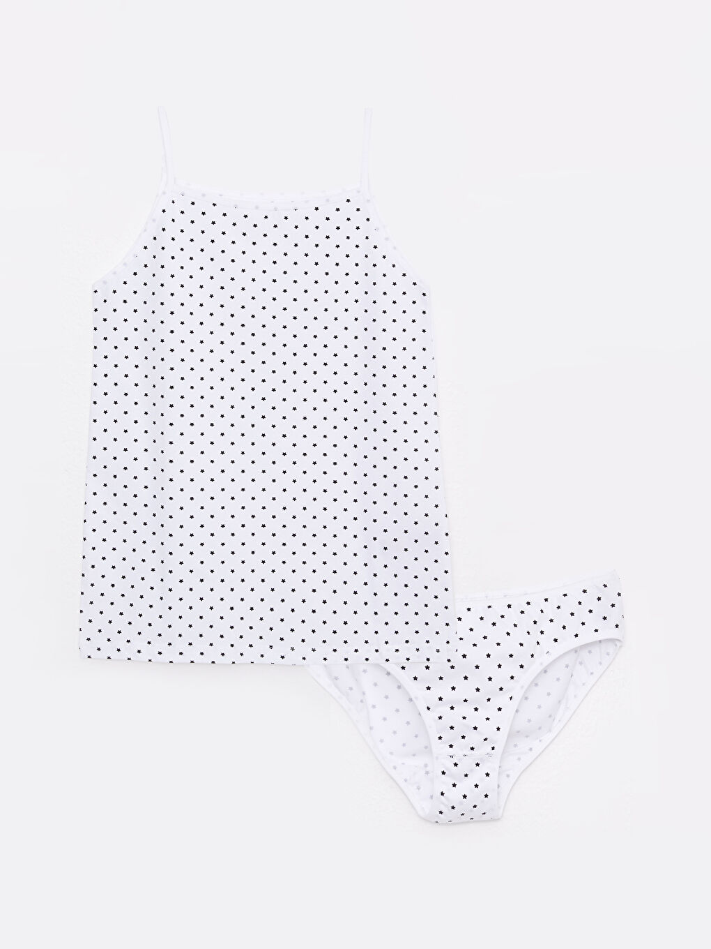 Square Collar Printed Strap Cotton Girls' Tank Top and Panties