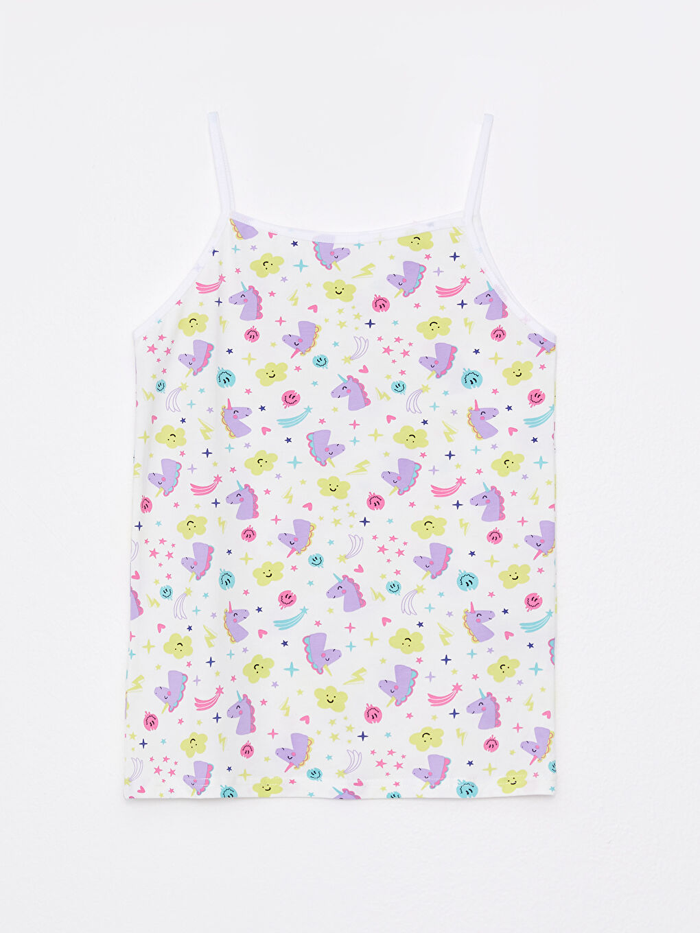LCW Kids Square Collar Printed Strap Cotton Girls' Tank Top and Panties -S2K341Z4-LU8