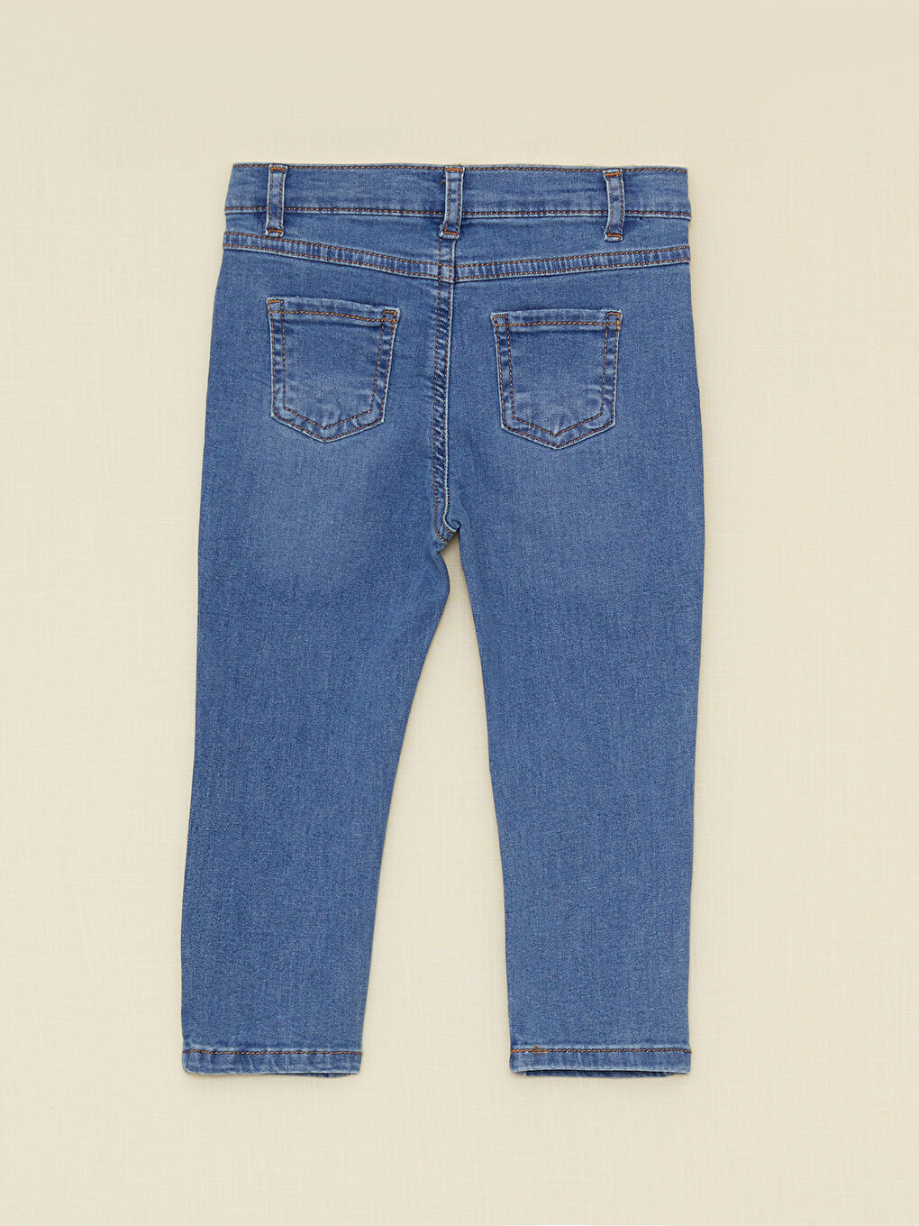 İndigo Beli Lastikli Basic Erkek Bebek Jean Pantolon-1