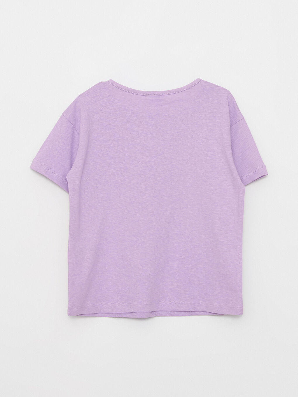 Lila Bisiklet Yaka Kısa Kollu Baskılı Kız Bebek Tişört-1