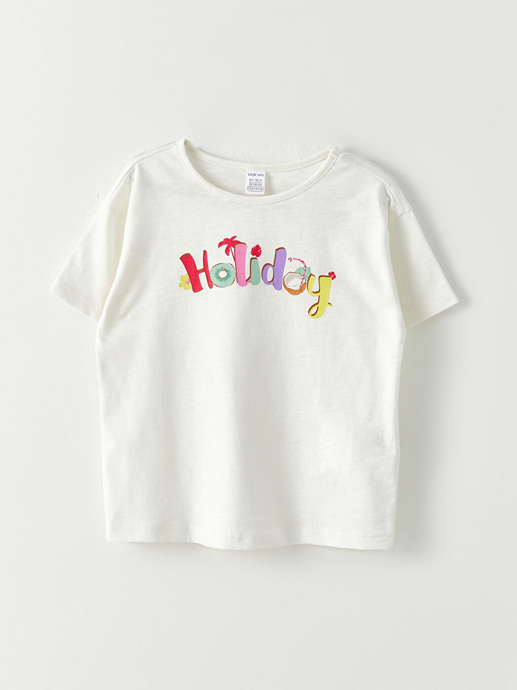 Crew Neck Short Sleeve Printed Baby Girls' T-Shirt